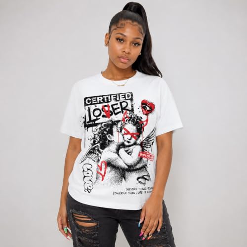 Image of DopeSkill Graphic Tee Streetwear Hip Hop Hypebeast Street Style Crew Neck Unisex T-Shirt Sneaker Colour Matching Shirts Angel
