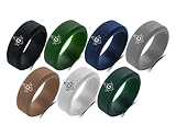 SHNIAN 7PCS Freemason Symbol Silicone Ring, Beveled Classical Plane Flexible Band Masonic Emblem Rubber Ring for Christmas Easter Anniversary Religion Gift, (Multicolor) Size 10