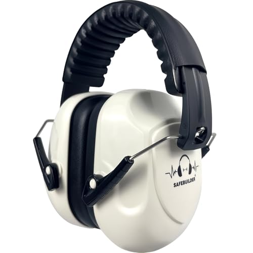 SAFEBUILDER Safety Ear Muffs SNR 33dB Noise Reduction Earmuffs Adults Sound Proof For Sleeping Working Shooting Industrial (1, 1-White)