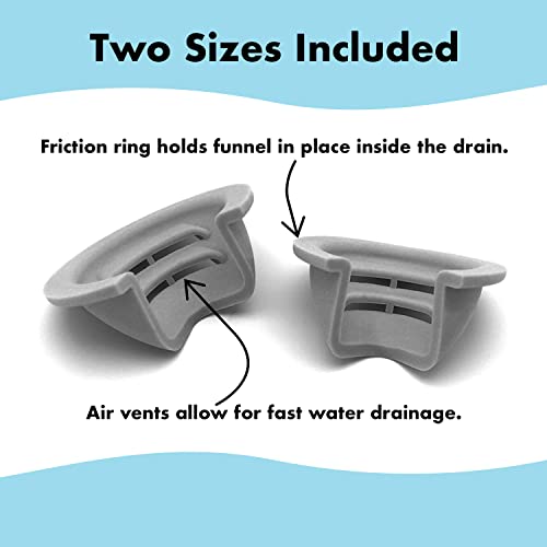 image for DrainFunnel Bathtub Drain Funnel for Hair Clog Prevention, 2 Size Pack