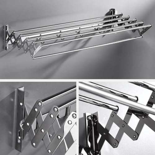 Stainless Steel Clothes Airer Towel Rack Foldable Extendable Wall Dryer Rack for Indoor/Outdoor Space Saving(Size:80CM)
