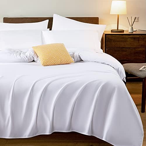LIANLAM 1000 Thread Count Cotton Queen Size Sheets, Luxury 5-Star Hotel 100% Egyptian Cotton Bed Sheets Set - 4 Piece, Sateen Weave for Soft Feel, Fits Mattress Upto 16" DEEP Pocket (White, Queen)