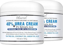 Ebanel Urea Cream 40% plus Salicylic Acid 2%, Foot Cream for Dry Cracked Heels Feet Knees Elbows Hands, Foot Dead Skin Cuticle Callus Remover Toenail Softener, Keratolytic Skin Barrier Repair, 2-Pack