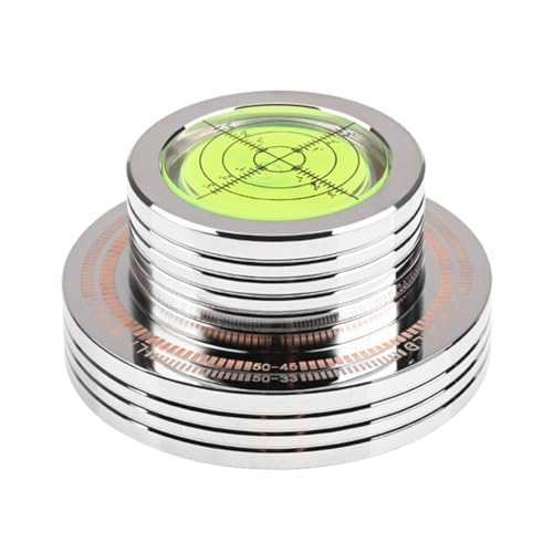 Eioeeklop Estabilizador de Tocadiscos para Tocadiscos de Vinilo LP de 50 Hz con, Abrazadera de Peso de Aleación de Aluminio, Estabilizador de Disco para Reproductor LP, Plateado