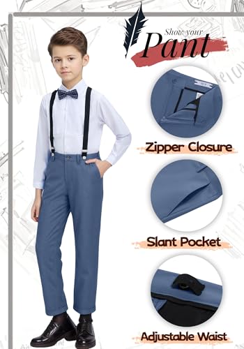 Image of YuanLu Boys Suit Dress Clothes Ring Bearer Outfit Homecoming Dresses Boy Vest and Pants Set for Kids Wedding Tuxedo Suits
