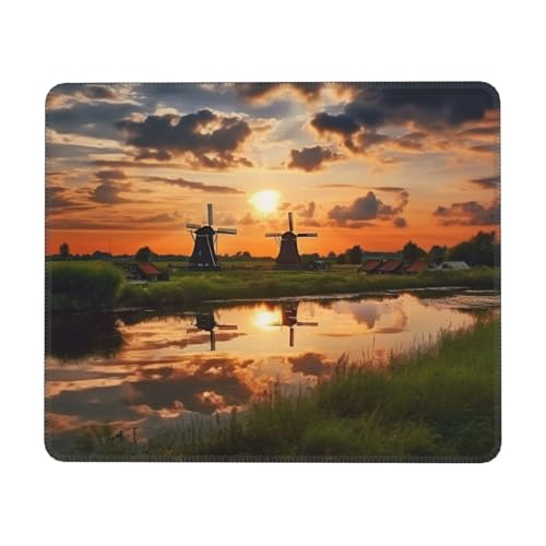 Tapis de souris avec base en caoutchouc antidérapant - Vue des Pays-Bas - Tapis de souris pour jeu de bureau - Tapis de souris d'ordinateur pour souris sans fil - Tapis de protection de bureau