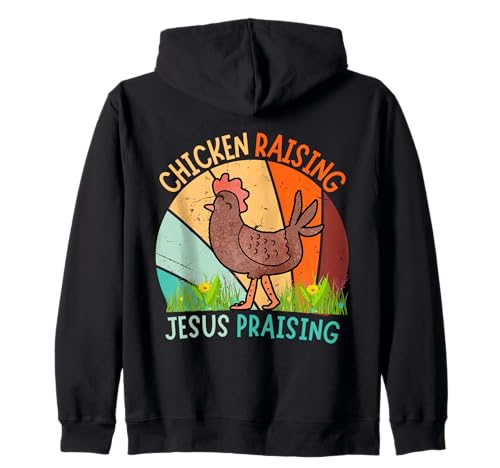 Funny Vintage Chicken Raising Jesus Praising Retro Sudadera con Capucha