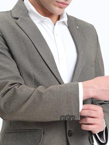 Image of SHOWOFFFF Men Solid Single Breasted Formal Blazer | Notched Lapel Full Sleeves Cotton Blazer for Mens | Slim Fit Regular Length Blazer for Men's