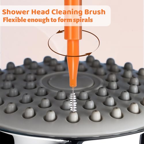 Image of 30 PCS Shower Head Cleaning Brush, Crevice Tiny Brush for Small Holes Cleaner Brush to Tackle Stubborn Mineral Buildups Anti Clogging Cleaner Brushes for Small Hole Gap Nozzle Jewelry, Orange