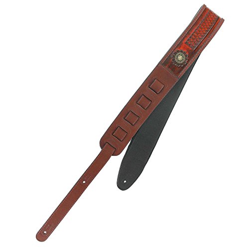 Walker & Williams Ge-104 antique en bois d’acajou estampée Sangle rembourrée avec Laiton Conchos - Les Beatles, Paul McCartney, John Lennon, RIngo Starr, George Harrison Walker & Williams Ge-104 antique en bois d'acajou estampée Sangle rembourrée avec Laiton Conchos – Image 6
