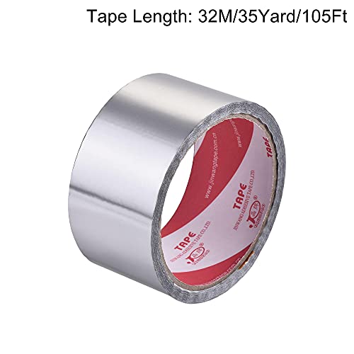 Image of uxcell Aluminum Foil Tape, 48mmx32m Self-Adhesive Waterproof High Temperature Sealing Tapes for HVAC Air Duct Pipe Insulation