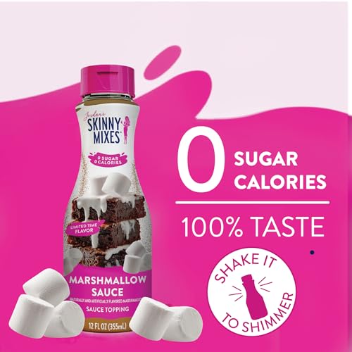 Image of Jordan's Skinny Mixes Sugar Free Marshmallow Sauce Topping, For Drizzling Over Coffee, Lattes, Ice Cream, Yogurt, Oatmeal, Hot Chocolate, Desserts, Zero Calories, Dairy & Gluten Free, Kosher, 12 Fl Oz