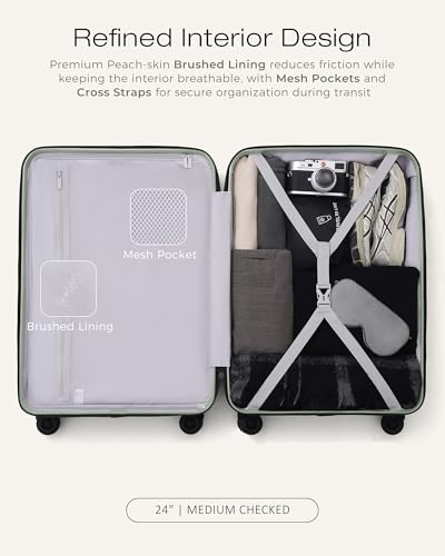 Image of Coolife Luggage, Lightweight PC Hardside Suitcase, Checked-Medium 24-Inch | Dual Spinner Wheels, TSA-Approved Lock, Upgraded PC Hardshell, Durable Travel Suitcase, Medium Checked Luggage