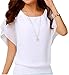 VIISHOW Women's Loose Casual Short Sleeve Chiffon Top T-shirt Blouse (L, White)