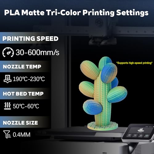 Image of Matte Tri Color Green Blue Orange PLA 1.75mm 1kg 600mm /s 3D Print Filament | Matte finish Tri Green Blue Orange Coextrusion Hide layer Rapid color change High Speed 1kg spool 2.2lbs for Bambu Creality
