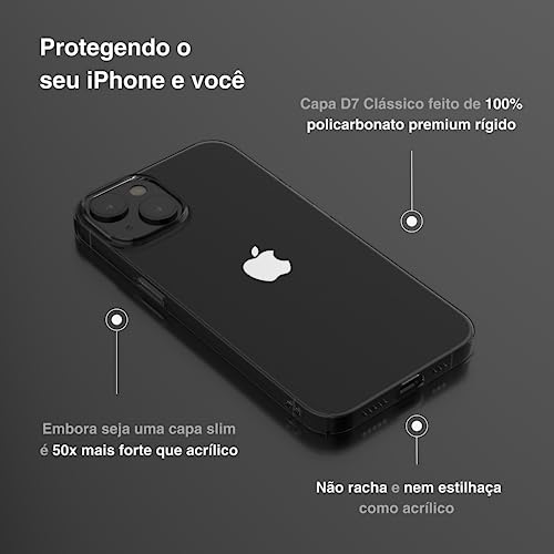 Dechutz Capa D7 Clássico Slim Fit, Nunca amarela - para iPhone 14 (Transparente)