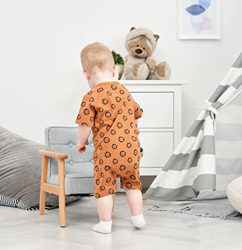 Feidoog 2Pcs Baby Boys And Girls' Summer Short Sleeve One-Piece Romper Cute Cartoon Zipper Jumpsuit Outfits,Green+Yellow,12-18M #TOP3