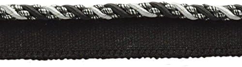 DÉCOPRO 27 Yard Value Pack of Medium 4/16 inch Noblesse Collection Lip Cord Style# 0416H Color: Black, Silver Grey - SGB (25 Meters / 81 Ft.)