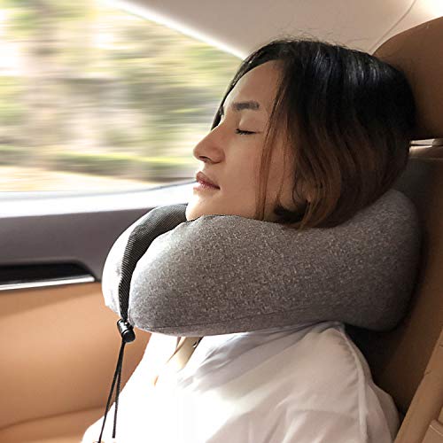 Mlvoc Travel Pillow 100% Pure Memory Foam Neck Pillow, Comfortable & Breathable Cover - Machine Washable, Airplane Travel Kit With 3D Sleep Mask, Earplugs, And Luxury Bag, Grey #TOP5