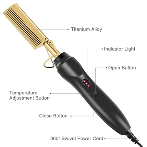 Image of Hair Straightener Hot Comb Electric Heated Straightening Comb Brush US Plug