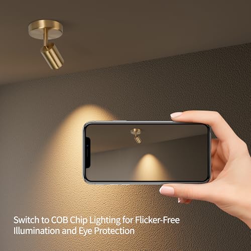 Image of LED Ceiling Spotlight - Adjustable Rotatable 350 & 90 Tilt, 7W (770 lm) 3000K Warm White, CRI ≥97, Copper Finish, Spot Light for Living Room, Bedroom, Corridor, Artwork