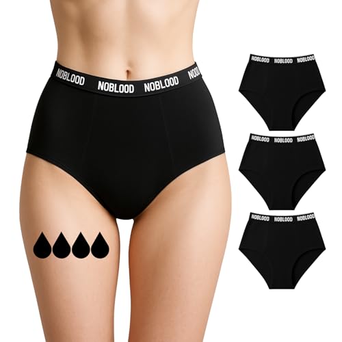 Lot de 3 Culottes Menstruelles Absorbantes = 2 tampons - Lavable - Coton - Ecologique - Menstruation - Culotte de Règles - Protection Périodique Hygiénique Flux léger à abondant,L,Noir