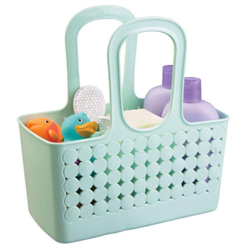 Idesign Plastic Divided Shower Caddy Tote, College Essential For Dorm Room, Communal And Shared Bathroom, The Orbz Collection - 11.75" X 6" X 12", Mint Green #TOP2