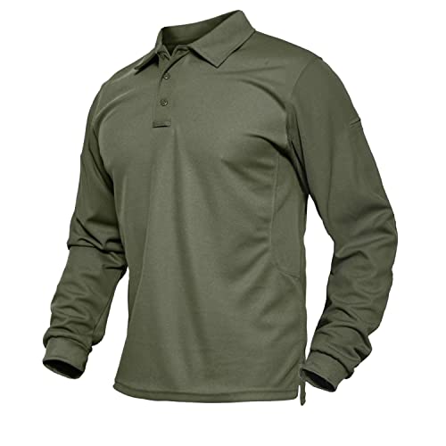 BIYLACLESEN Mens Army T Shirt Mens Long Sleeve T Shirts Tactical Polo Shirts for Men Pique Polo Shirt Quick Dry Hiking Polo Shirt