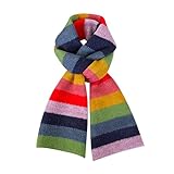 Julpsk Fashion Rainbow Striped Scarf Winter Thick Knit Wool Scarves Holiday Gifts