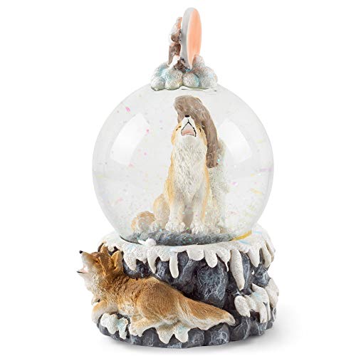 Elanze Designs Howling Wolf 100Mm Resin Stone 3D Musical Water Globe Plays Tune Born Free #TOP3