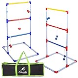 Champion Sports Deluxe Outdoor Ladder Ball Game: Backyard Party, Camping & Beach Games Ladder Golf Set for Adults and Kids with Bolas Balls and Carrying Case