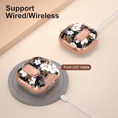 Image of for AirPods 4 Case 2025 with Safety Lock & Foldable Phone Stand, Flower | Double Drop Protection,Two-Piece Design, Airpod 4 Case with Keychain & Cleaner Kit, Support Wireless Charging, Shockproof