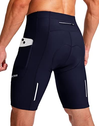 Bikewa Men's Cycling Shorts 3D Padded Cycling Road Mountain Cycling UPF 50+ Zipper Pockets