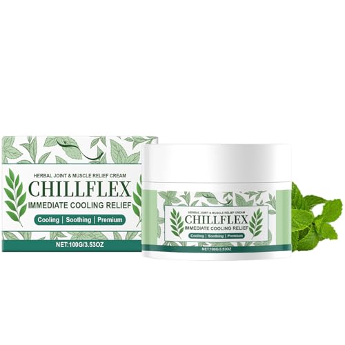 Crema de almohadilla de mentol de chillflex, crema de alivio de enfriamiento instantáneo - gel de hierbas, Cremas de alivio de acción rápida para incomodidad muscular y articular (1Pcs)