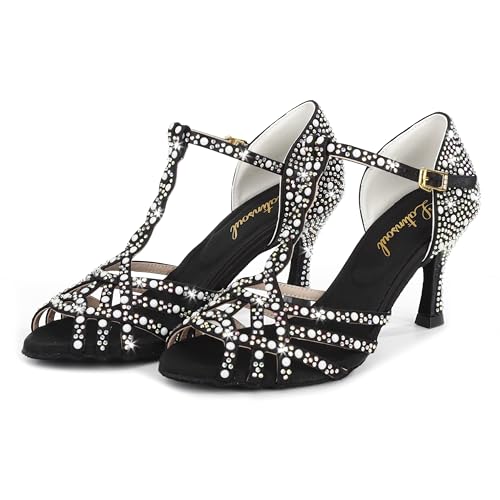 Image of Latinsoul Y205-34 Women's Crystal Embellished Latin Dance High Heel Shoes - Stylish Design Adjustable Ankle Strap Dance Shoes
