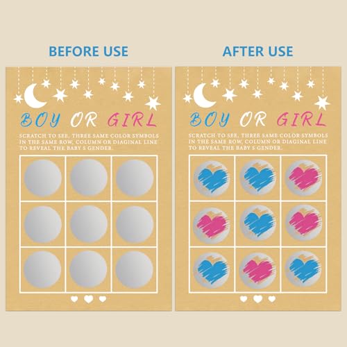 Image of Gender Reveal Scratch Off Cards 25pcs, Baby Reveal Games, Its A Boy Gender Reveal Tic Tac Toe Board, Baby Reveal Ideas Party &Baby Shower Scratch off Game
