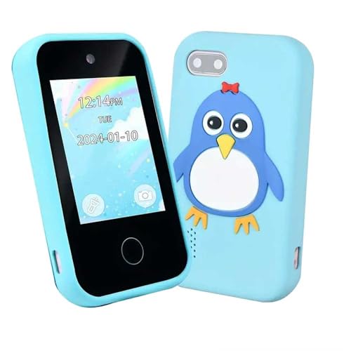 Brivulgent Penguin Design Smart Phone: HD Dual Camera Playset with32GB SD Card, Interactive Learning Companion for Little Explorers(Blue