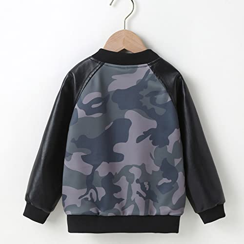 Toddler Fall Clothes Toddler Coat Spring Autumn Leather Jacket Boy's Casual Zipper Leather Coat Camouflage Colour2