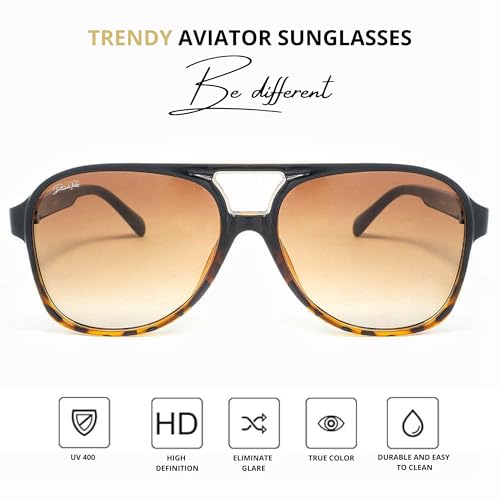 Diamond's Roar Classic Vintage Polarized Aviator Sunglasses for Women Men Trendy Square Large Frame Retro Sunglasses - UV4003