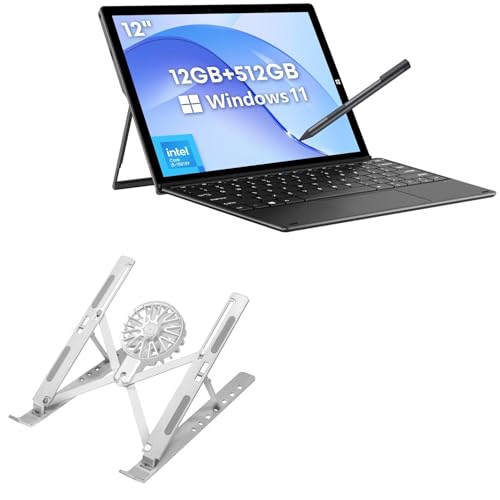 Soporte metálico ajustable con ventilador para laptop 12 pulg