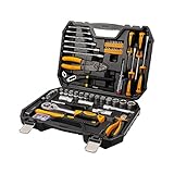 Hoteche 89-Piece Tool Set Automotive Mechanic Tool Kit for Car Repair Tool Box Set with Screwdrivers