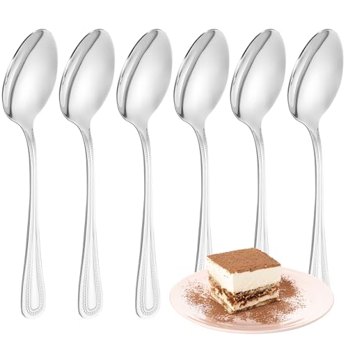 FAMILY Pack 6 Cuchara de Postre 15x3CM Acero Inoxidable Diseño Punto, Elegancia y Funcionalidad para Cada Ocasión, Cubiertos de Alta Gama para Hogar y Restaurante