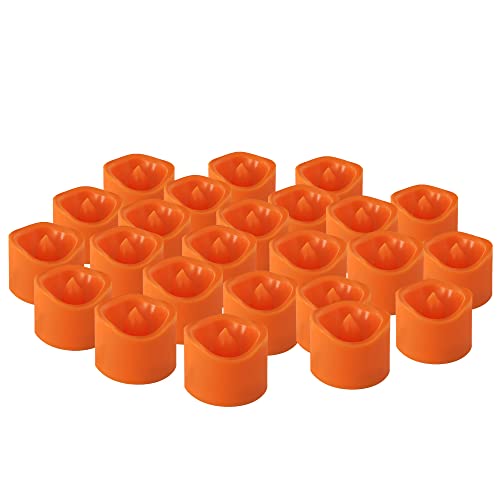 Halloween Orange Led Tea Light, Battery Operated Flameless Flickering Votive Candle Bulk For Halloween Pumpkin Christmas Wedding Party Table Centerpiece Decorations Supplies 24 Sets Batteries Included #TOP5