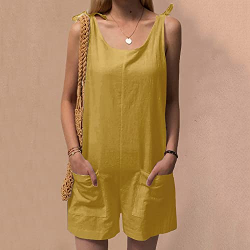 Mono de lino y algodón transpirable con bolsillos ropa informal relajada 3