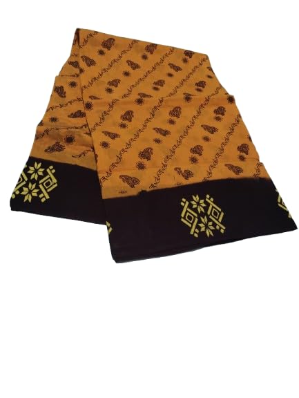 Chinnalapatti Sungudi Cotton Saree, Madurai Style, Mustard and Brown, Traditional Indian Women Fashion