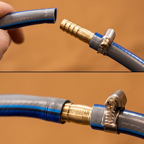 Poppstar 2X Brass Hose Connector 3/4 inch Set including 4X Stainless Steel Hose Clamps for 3/4" (19 mm) Garden Hose - Image 4