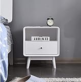  Table de Chevet Tout en Bois Massif, Chambre à Coucher, Maison Nordique, Armoire de Rangement de Chevet Moderne Simple, Blanc Digne Vision