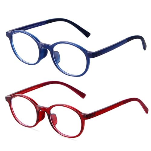 Image of 2Pack Oval Blue Light Glasses for Kids Gaming Computer Glasses for Girls Boys Age 3-10, Anti Blue Ray TR90 Eyeglasses