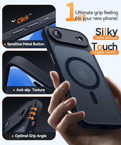 Image of CANSHN Magnetic Compatible with iPhone Air Case(6.5 Inch), Upgraded [Full Camera Protection] [Compatible with Magsafe] [Translucent Matte] Shockproof Phone Cover for iPhone 17 Air Case,Black