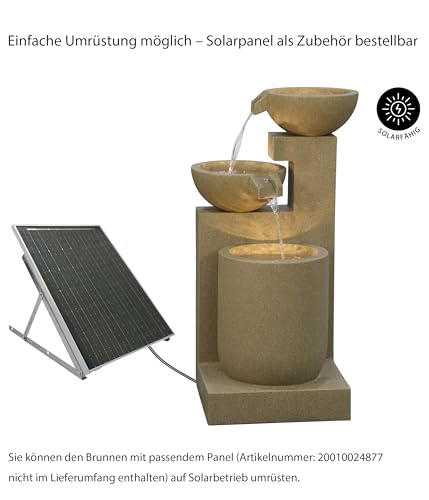 Dehner Gartenbrunnen Samson, Terassenbrunnen frostbeständig, Brunnen für Außen, mit LED Beleuchtung, ca. 100 x 54.5 x 54.5 cm, Polyresin, braun